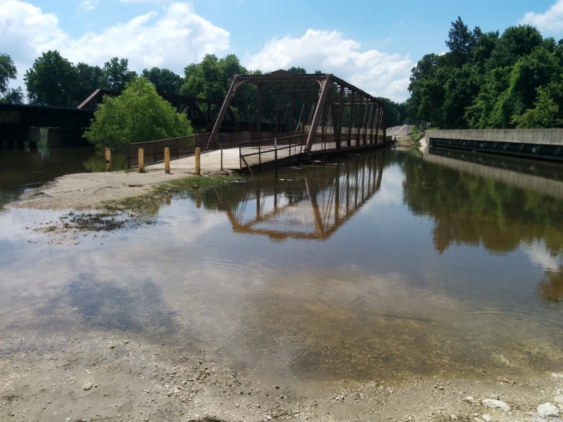 This bridge is normally 20 feet or more above the river.